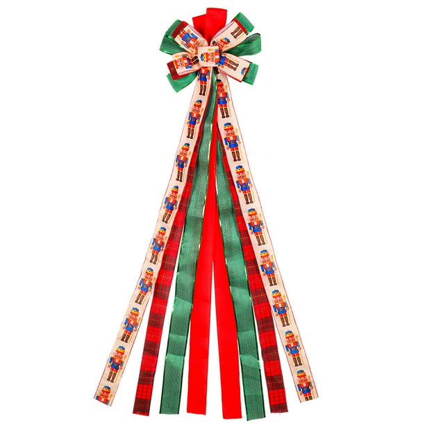Lazos navideños para coronas, lazos grandes para adornos de árboles de Navidad, hogar, jardín, interior, exterior, decoración de fiestas, suministros