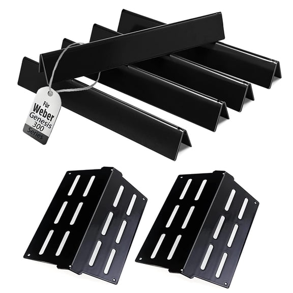 Grill Replacement Parts for Weber Genesis 300 Series Gas Grill, Porcelain Steel 17.5" Flavorizer Bars Heat Deflector for Weber E310 E320 E330 EP310 EP320 EP/CEP330 S310 S320 S330 Front Cont