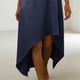 thumbnail image 5 of Vestido de Manga 3/4 para las Mujeres Color Sólido Suelto Lino Irregular Doblado, Casual Cuarto de Manga Vestido para las Mujeres Cuello Redondo Verano Confort Superior, 5 of 7