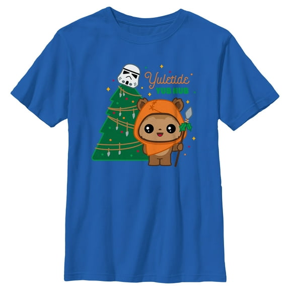Boy's Star Wars Yuletide Yub Nub Graphic Tee Royal Blue X Large