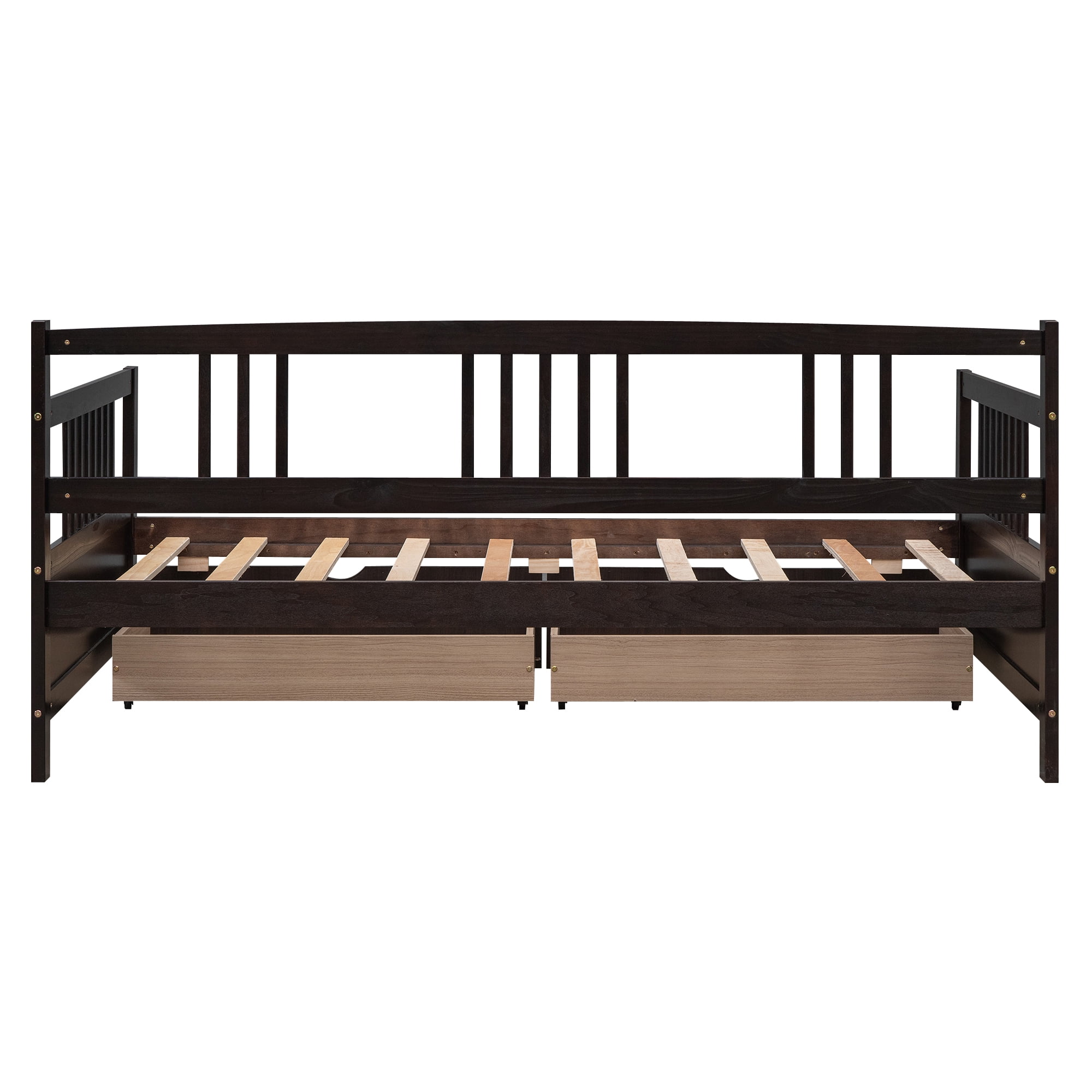 Aukfa Daybed with 2 Storage Drawers, Wood Twin Daybed Frame for Kids Guests Sleepovers, Espresso