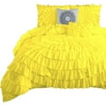 thumbnail image 2 of DNG Creations 5 Piece Luxury Circle Ruffle Comforter with 1 Freebie Ruffle Pillow All-season 550 GSM 800TC, 100% Egyptian Cotton ( Oversized Queen Size ) Solid Yellow Colour, 2 of 5