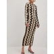 thumbnail image 2 of Summer Women Striped Knitted Maxi Dress Elegant O-neck Flare Long Sleeve Bodycon Dress Ladies Fashion Streetwear Party Dresses, 2 of 5