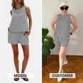 thumbnail image 2 of Qaspx Womens 2 Piece Outfit Sleeveless Tank Top Matching Shorts Loungewear Striped Vacation Sets, 2 of 4
