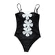 thumbnail image 3 of Gibobby Traje de baño sexy de una pieza Traje de baño de color sólido hueco con decorada a la moda para mujer(Negro,M), 3 of 5