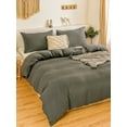 thumbnail image 4 of Dark Grey Bedding Sets King Grey Duvet Cover Set Solid Pattern Washed Microfiber, No Filling, 4 of 9