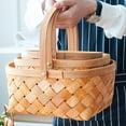thumbnail image 4 of Clearance!!Storage Basket ,Fruit Basket, Bread Basket Organizer Multiple Sizes Picnic Basket Hand Woven Wood Chip, 4 of 7