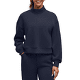 thumbnail image 3 of G4Free Smoofit Modal Soft Women's Half-Zip Pullover Mock Neck Long Sleeve Sweatshirts with Side Slits, 3 of 8