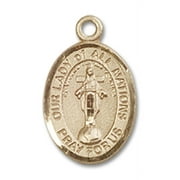 14kt Yellow Gold Our Lady of All Nations Medal 1/2 x 1/4 inches