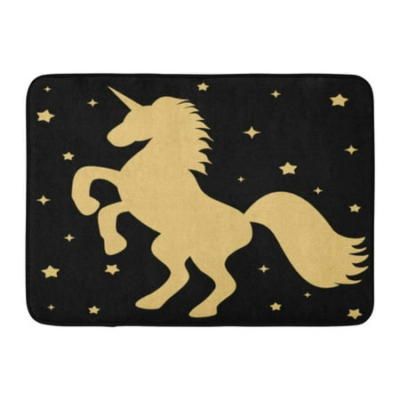 KDAGR Golden Cute Gold Unicorn Silhouette Stars on Beautiful Pony Clip Horse Doormat Floor Rug Bath Mat 23.6x15.7