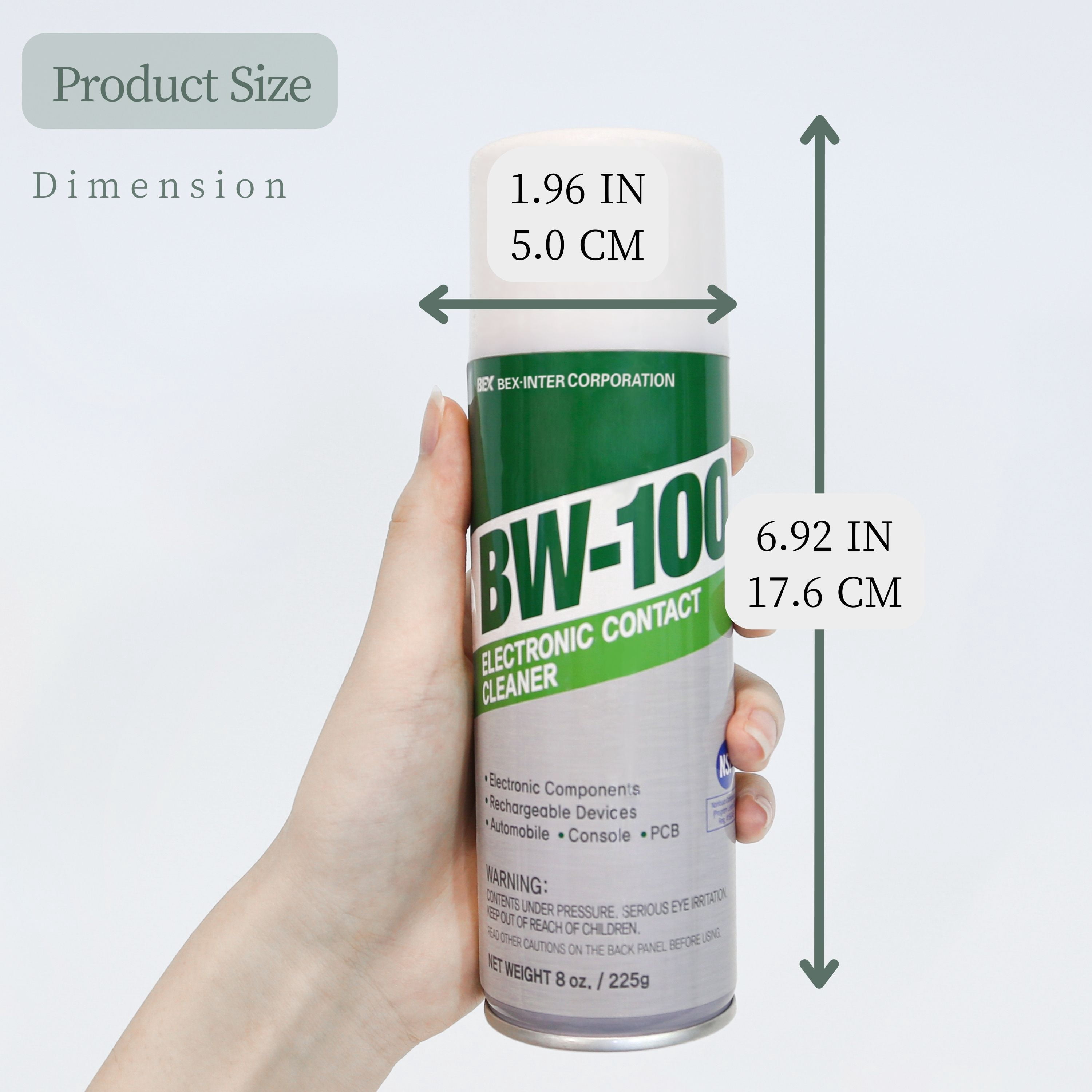 BW-100 Non-Flammable Electronic Contact Cleaner Aerosol Spray| 8oz/225g