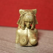 Brass Beauty Girl Statue Egypt Queen Figurines Miniatures Body Art