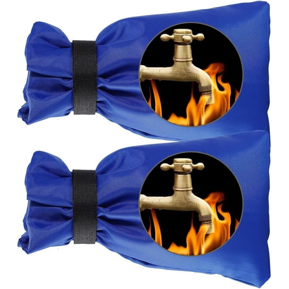 Outdoor Faucet Covers for Winter, 2 Packs Pro 10" H x 7" W Blue Outside Faucet Cover Freeze Protection, Reusable Waterproof Insulated Spigot Cover, Thickened Garden Faucet Socks Hose Bibs