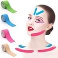 thumbnail image 2 of Cinta de kinesiología para cara, línea en V, cuello, ojos, levantamiento de arrugas, cinta adhesiva, herramienta para el cuidado de la piel Facial, vendaje elástico, 2,5 cm x 5m, 2 of 5