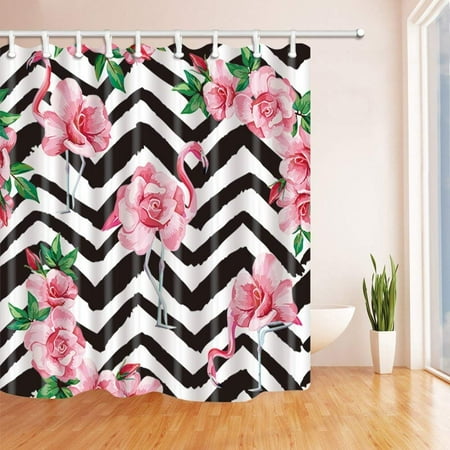 Bpbop Creative Wallpaper Decor Pink Flamingo With Rose Flowers In