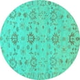 thumbnail image 1 of Ahgly Company Machine Washable Indoor Round Oriental Turquoise Blue Traditional Area Rugs, 3' Round, 1 of 4