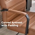 thumbnail image 5 of Office Desk Chair Leather, Conference Room Chairs with Wheels, Modern Executive Office Chairs Adjustable Height, Ergonomic Swivel Rolling Ribbed Computer Chair (Brown&Black), 5 of 14