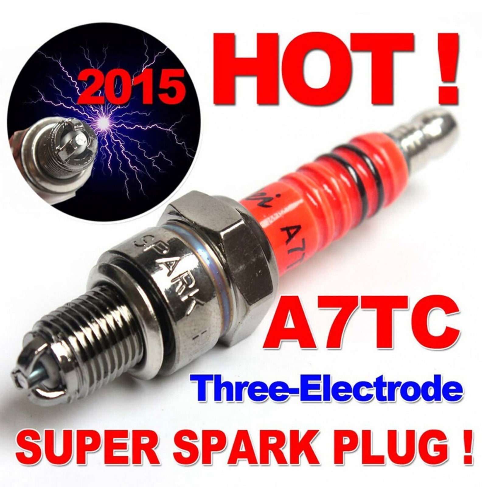Bluethy 1Pc Spark Plug A7TC A7TJC 3 Electrode GY6 50cc125cc Moped