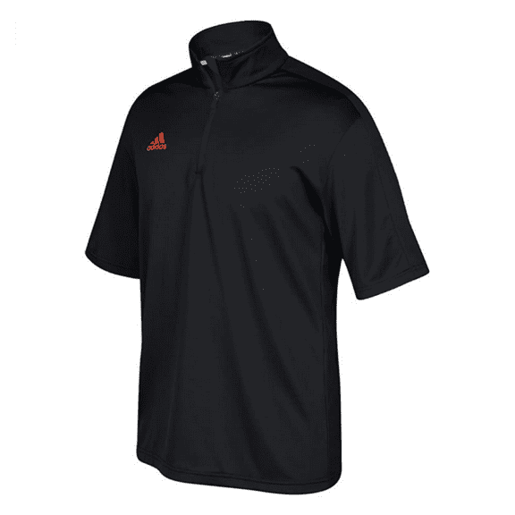 adidas Game Built Short Sleeve Quarter-Zip Top Mens Multi-Sport Black/Orange XL