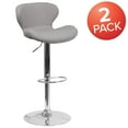thumbnail image 4 of BizChair 2 Pack Contemporary Gray Fabric Adjustable Height Barstool with Curved Back and Chrome Base, 4 of 15