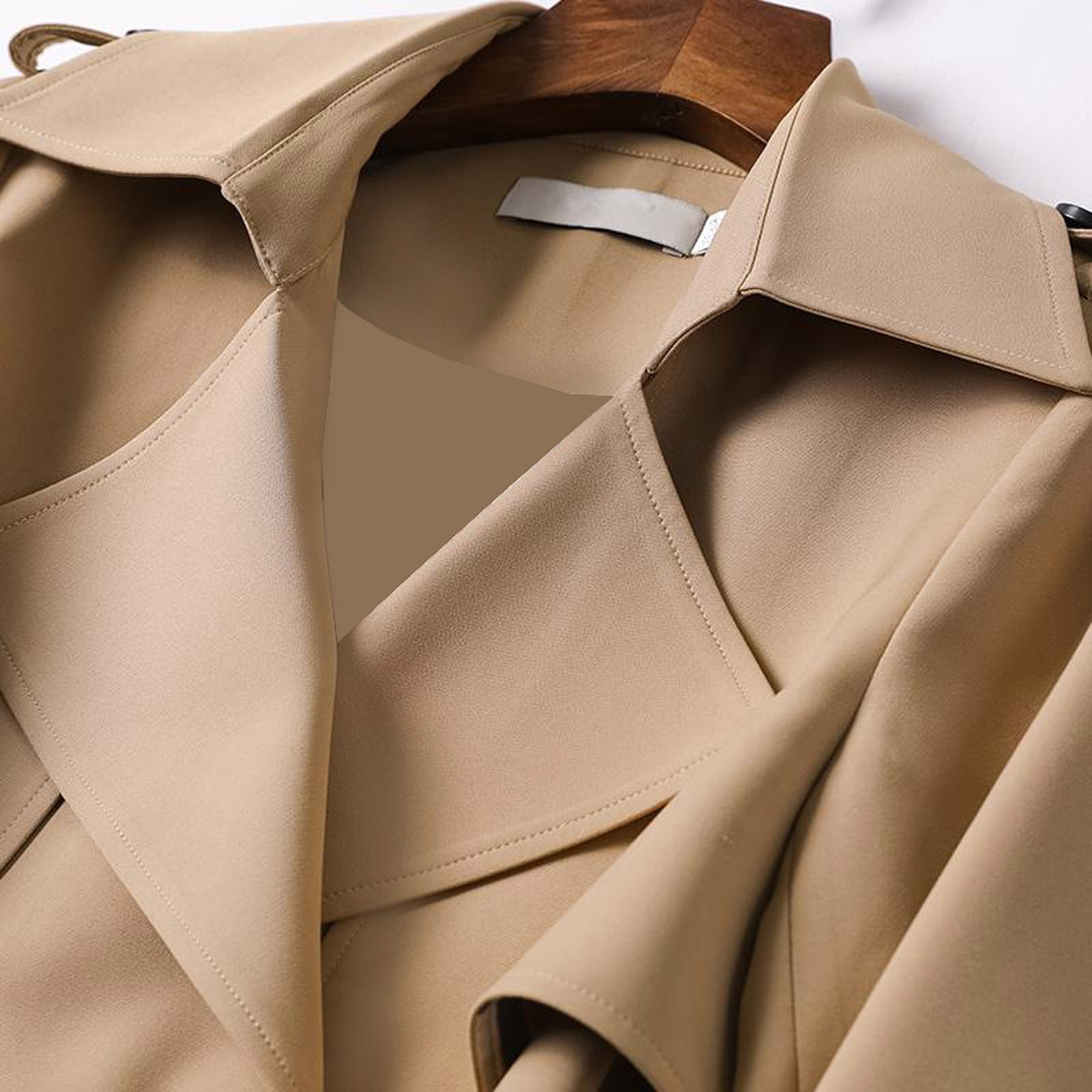 Mnycxen Women Overcoat Solid Slim Fit Coat Jacket Long Outerwear Windbreaker Trench - image 4 of 6