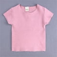 thumbnail image 4 of KDSJSXW Toddler T Shirts Toddler Kids Baby Boys Girls Solid Short Sleeve Crewneck T Shirts Tops Tee Clothes for Children Toddler Boy Summer Pajamas Toddler Boy Dress Shirt (Pink,80), 4 of 6