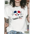 thumbnail image 1 of Camiseta de Mujer de Verano Suave1pc Dominican Republic Heartbeat Graphic Tee, 100% Cotton Crew Neck T-Shirt with Slight Stretch, Casual All-Season Knit Fabric Top with Applique DetailFather's Day,, 1 of 6