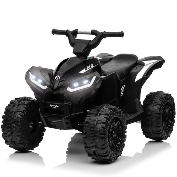 KerryYoo AT2 12V ATV Ride on, Electric Car for Kids, 4 Wheels Ride on toys, Ages 3 , Remote Control, LED Lights, Music - Black