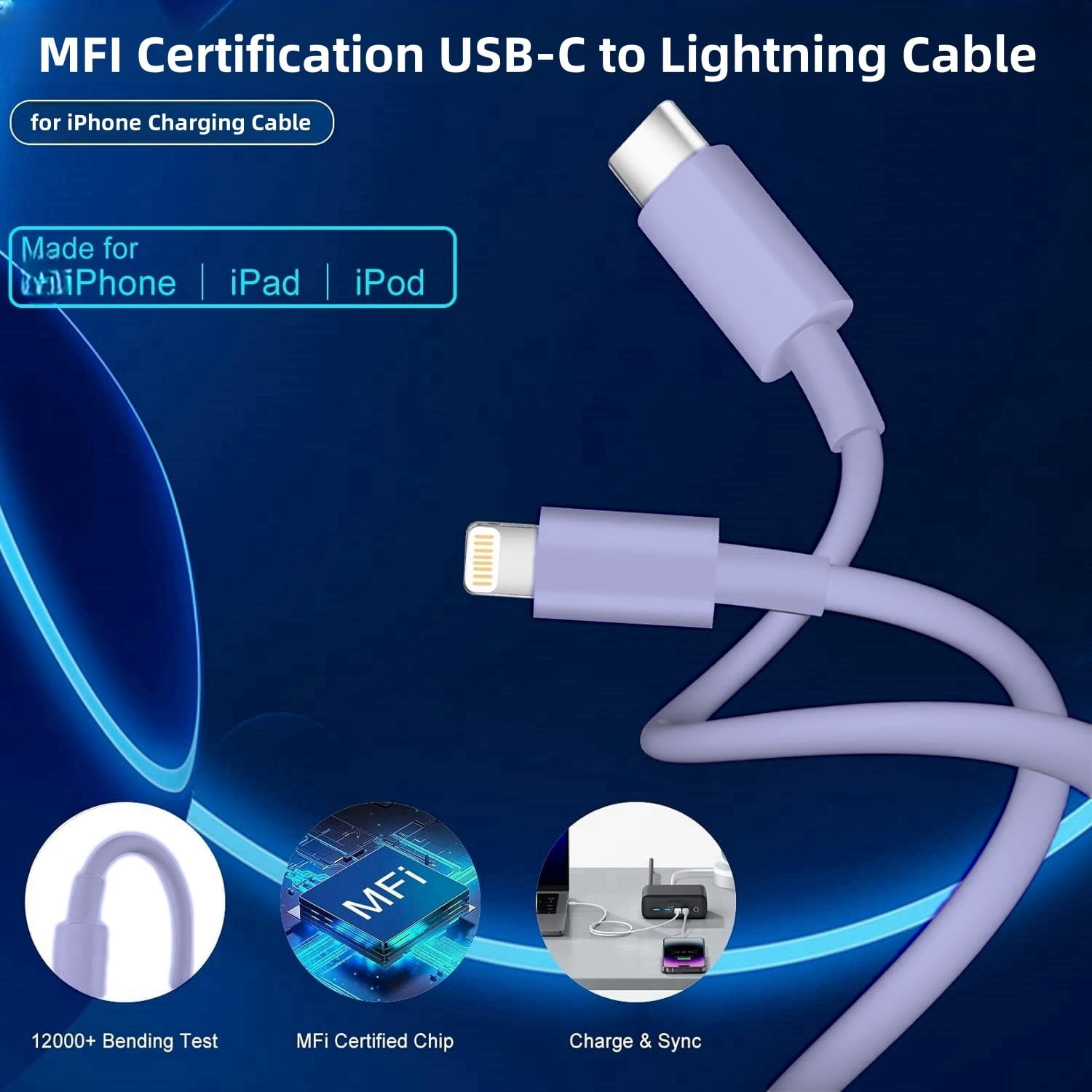 GQOHRT 20W Dual Port QC+ USB C Charger Block Compatible with iPhone 14/13/12/11/Pro [Apple MFi Certified] with 6FT Lightning Cable iPhone Cord, New