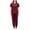 Wine, variant on LYXSSBYX 2 Piece Outfit for Women Fall Women's Solid Color Casual and Comfortable V-neck Short Sleeved Top Wide Leg Long Pants Set