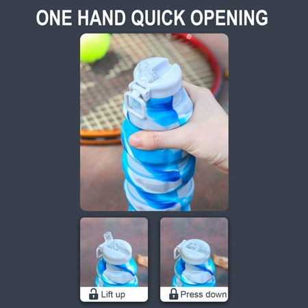 

JeashCHAT Silicone Collapsible Water Bottles 500ml Portable Foldable Expandable Water Bottle Sports Cups Leak Proof And Reusable For Outdoor Activities Travel