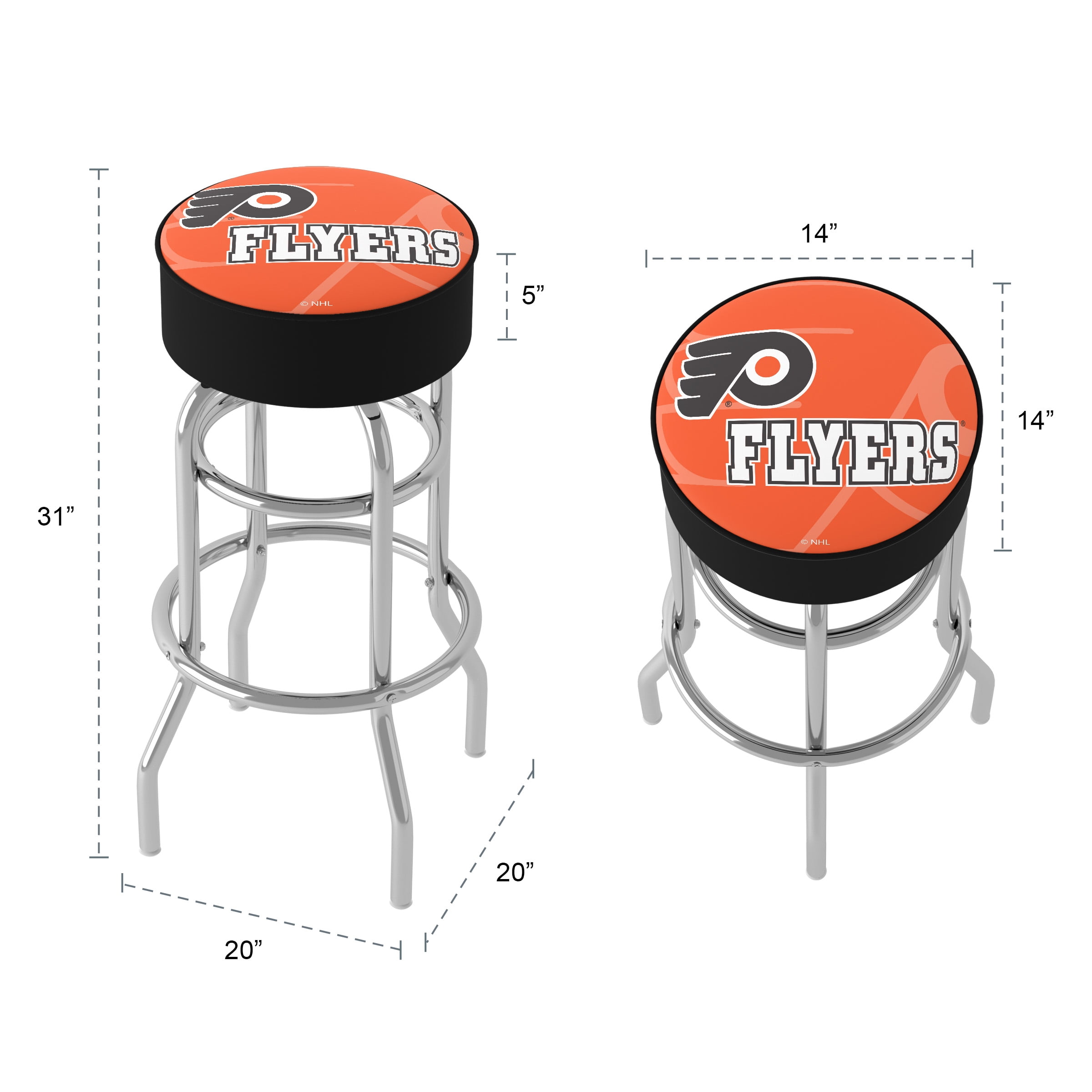 Trademark Gameroom Philadelphia Flyers Watermark Bar Stool with Padded Seat