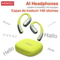 thumbnail image 4 of MINISO X28 Audífonos Inalámbricos Bluetooth 5.4, Diseño de Oreja Abierta, Traductor AI, Más de 130 Idiomas, Tiempo de Reproducción de 40 Horas, Resistencia Al Agua IPX5, Verde, 4 of 6