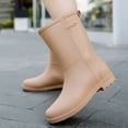 thumbnail image 2 of Crunowin Women's Mid-Calf Rain Boots, Fall Winter Non-Slip Design Waterproof Outdoor Shoes Brown 8, 2 of 8