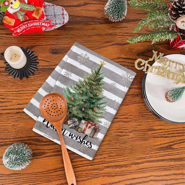 Decoraciones navideñas, adornos navideños, regalos navideños, toallas de cocina navideñas, estampado de árbol de Navidad, toalla de baño de microfibra para colgar, para baño, hogar, bar de té, cocina,