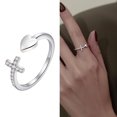 thumbnail image 4 of Anillo Abierto De Corazón De Melocotón Cruzado, Anillo De Dedo De Moda, Anillos Abiertos Ajustables, Regalo De Joyería Femenina Serendint AP006042-00, 4 of 6