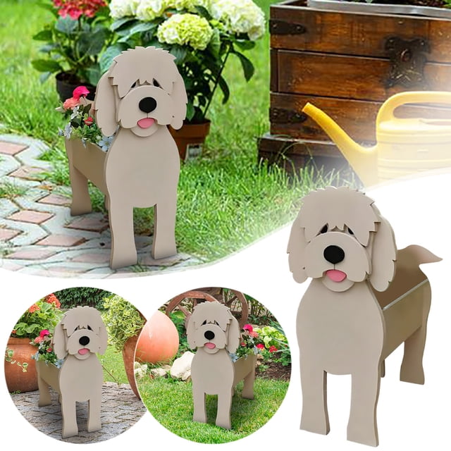 HOARBOEG Home Flower Pot Desktop Dog Meaty Green Plant Vase Container Golden Dog Flower Pot