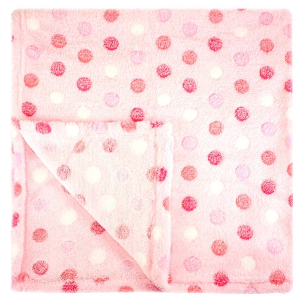 30x30 Inch Plush Fleece Baby Blanket Assorted Colors Polka Dot