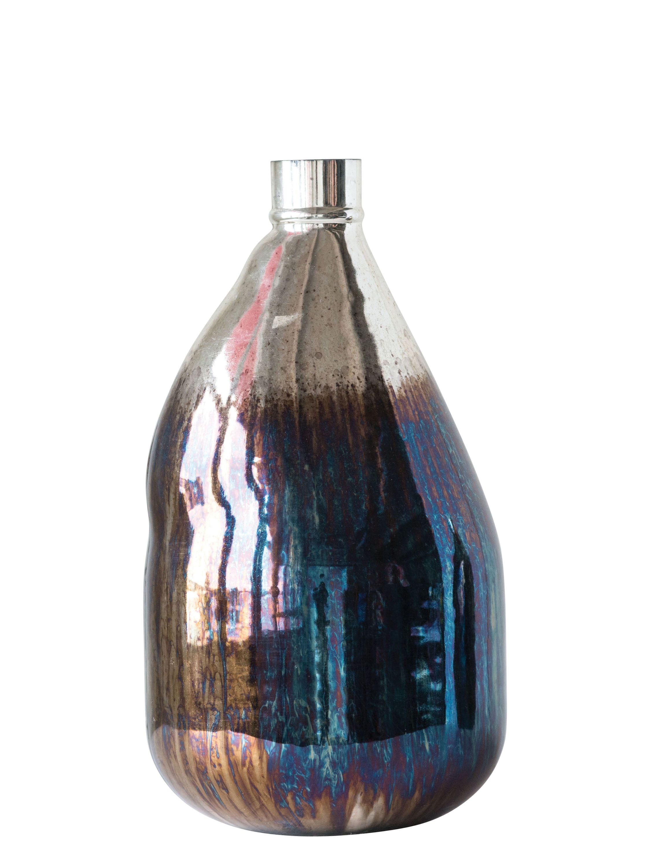 Ember Interiors Large Glass Balloon Vase with Iridescent Finish