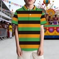 thumbnail image 2 of BJUTIR Boys T Shirts Striped Shirt With Floral Buttons Elegant Collar And Pocket Casual Top For Youth Stylish Gentleman Skin Friendly Top Size 11-12 Years, 2 of 4
