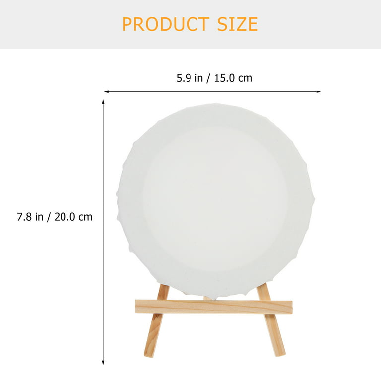 Desktop Stand Easel 5 Sets of Mini Round Canvas Boards Easel White