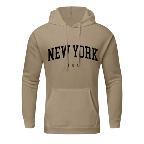 CONZONE Men's Hoodies Long Sleeve Pullover Hoodie for Men Letter Graphic Y2K Hooded Sweatshirts With Pocket