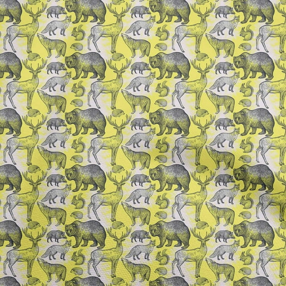 oneOone Cotton Poplin Yellow Fabric Wild Sewing Fabric By The Yard Printed Diy Clothing Sewing Supplies 56 Inch Wide