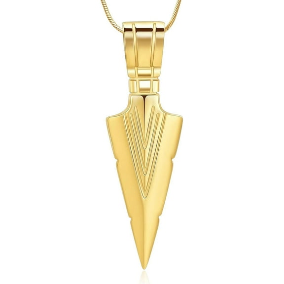 Arrowhead Cremation Jewelry for Ashes Stainless Steel Urn Pendant Necklace for Mens Cool Spearpoint Arrowhead Memorial Ash Jewelry