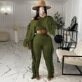 thumbnail image 2 of Lindreshi Womens 2 Piece Outfit Fall Women Fashion Casual Clothes Solid Color Two Piece Knitted Long Sleeve Tassel Outfits, 2 of 8