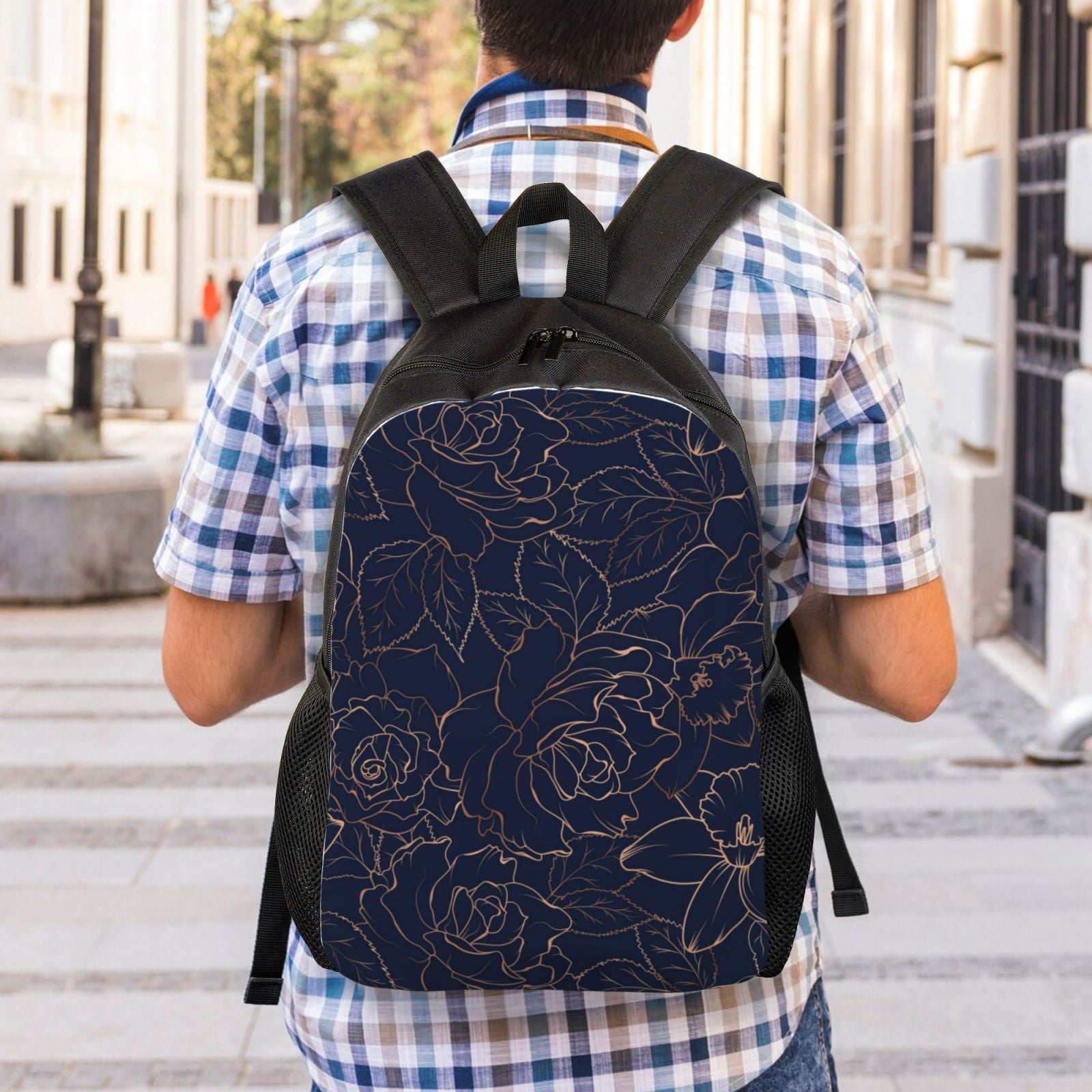 バッグ navy co Saiise Copper-Gold Gloss Outline Navy Dark Blue for Backpack for
