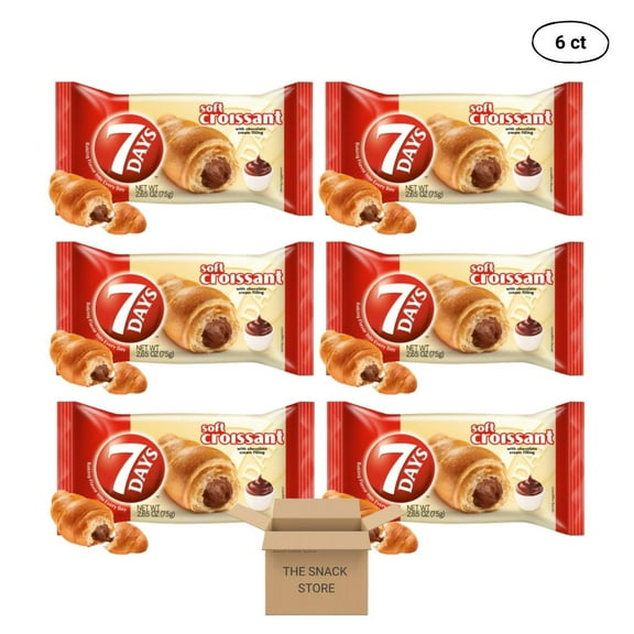 The Snack Store Bundle 7Days Soft Croissant Chocolate Filling, 2.65 Ounce, 6 Packs!