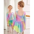 thumbnail image 3 of Oudiya Girls Ballet Leotards Long Sleeve Criss Cross Back Toddler Dance Outfits Leotard with Removable Shinny Skirt Combo 3-11Y, 3 of 8