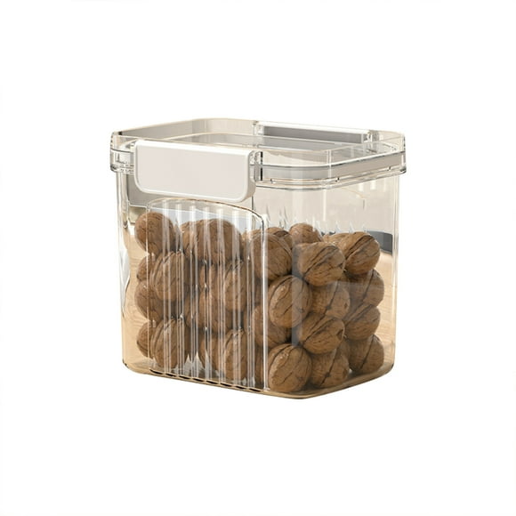 Kwlinmg Food Storage Canisters Food Storage Containers Transparent Air Tight House Kitchen Pantry Organization and Storage Jar Nut Candy Rectangular Transparent Buckle Dry Storage Jar White