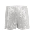 thumbnail image 4 of CIENVNSTG Women's High Waist Elastic Glitter Bottoms Sequins Straight Leg Sparkly Shorts for Cocktail Party Festive Gatherings And Fashion Scenes White White M, 4 of 6